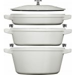 Staub Sada 3v1: litinový hrnec, kastrol a pánev s poklicí, Ø 24 cm, bílý lanýž 1010892 – Zboží Dáma