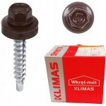 Samořezný střešní farmářský šroub KLIMAS 4,8 x 35 SW8 RAL 8017 Čokoládově hnědý s podložkou EPDM (250 ks/bal) – Zbozi.Blesk.cz