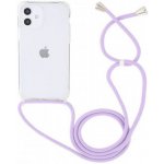Pouzdro SES Průhledné silikonové ochranné se šňůrkou na krk Apple iPhone 15 Pro Max - světle fialové