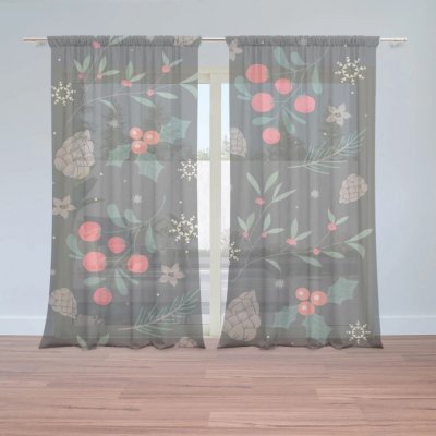 Sablio Záclony Sváteční les: 2ks 150x250cm – Zboží Mobilmania