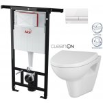 Alcadrain Předstěnový instalační systém s bílým tlačítkem M1710 + WC CERSANIT CLEANON PARVA + SEDÁTKO AM102/1120 M1710 PA1 – Zboží Mobilmania