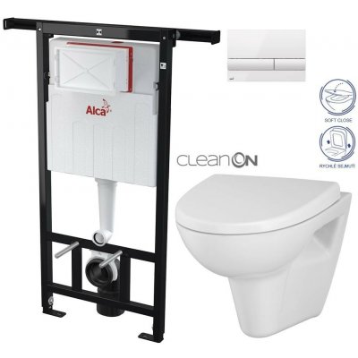 Alcadrain Předstěnový instalační systém s bílým tlačítkem M1710 + WC CERSANIT CLEANON PARVA + SEDÁTKO AM102/1120 M1710 PA1 – Zboží Mobilmania