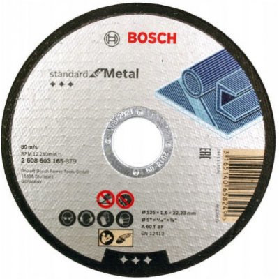 BOSCH 125x22,23mm řezný kotouč na kov Standard for Metal (1.6 mm) – Zboží Mobilmania