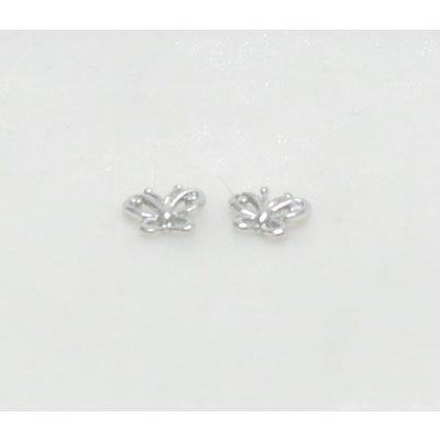 Vorlové Šperky stříbrné náušnice s bílými zirkony motýlci rhodium N080