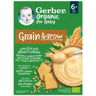 Gerber Organic nemléčná kaše s příchutí sušenky 200 g – Zbozi.Blesk.cz