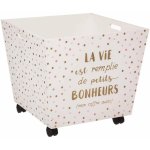 Atmosphera for kids Úložný box na kolečkách dřevěný 45 x 45 x 41 cm bílá a zlatá barva – Sleviste.cz