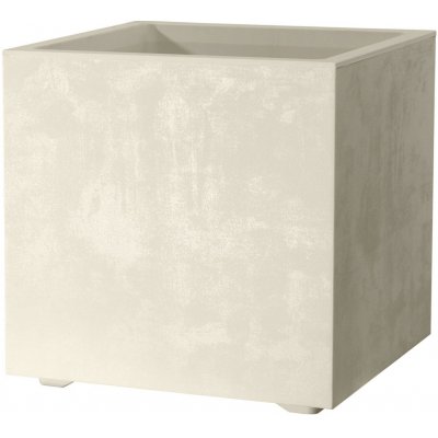 Deroma Květináč Millennium Cubo perlově bílý 25 x 25 x 25 cm – Zboží Mobilmania