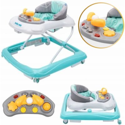 Baby Mix Dětské chodítko s volantem a silikonovými kolečky mátová – Zboží Dáma