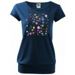 MALFINI Tričko City s potiskem jemné kytičky 87-půlnoční modrá – Hledejceny.cz