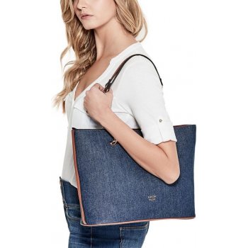 Guess Peak Denim Tote modrá