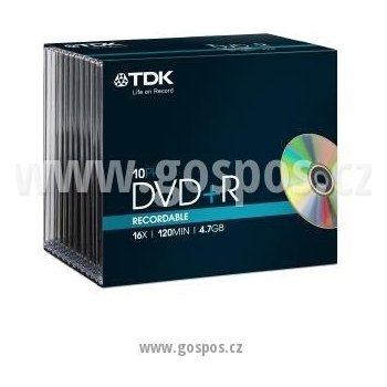 TDK DVD+R 4,7GB 16x, slim box 10ks (T19447)