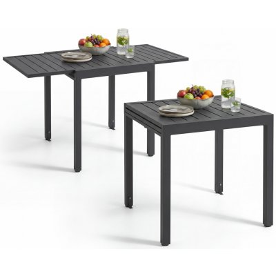 tectake 406526 hliníkový zahradní stůl campos, rozkládací, s nastavitelnou výškou 70 x 70 (140) cm – Hledejceny.cz