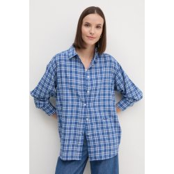 Pepe Jeans Lněná košile MICHAELA modrá relaxed s klasickým límcem PL304890