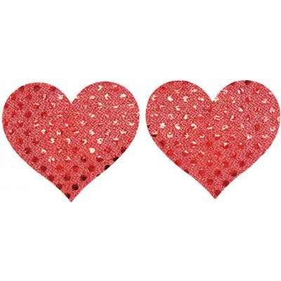 SuperLove Heart Nipple Covers Sequin Red – Zboží Dáma