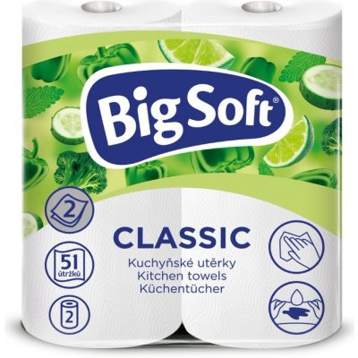 Big Soft papírové utěrky v roli Classic extra bílé 2 vrstvy 2 ks – Zboží Dáma