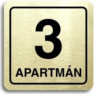 Accept Piktogram "3 apartmán" (80 × 80 mm) (zlatá tabulka - černý tisk) – Zboží Mobilmania