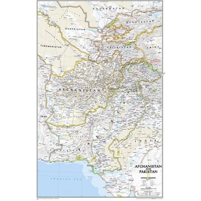 National Geographic Afghánistán, Pákistán - nástěnná mapa 50 x 80 cm Varianta: bez rámu v tubusu, Provedení: laminovaná mapa v lištách