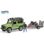Bruder 2598 Land Rover Defender s přívěsem + Ducati Scrambler Cafe Racer a řidič 1:16 – Zboží Mobilmania