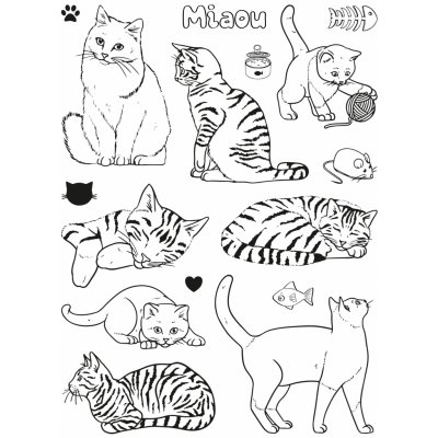 Aladine Kočky gumová razítka na pěnovce sada – Zboží Mobilmania