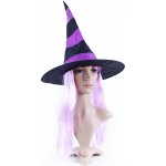 Klobouk čarodějnický s fialovými vlasy