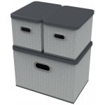 HomeLife Úložný box s víkem sada 3 ks 5103 šedá