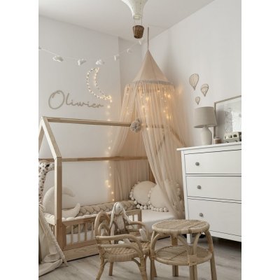 Fabryka Tylový baldachýn s brmbolcami do detskej izby béžová – Zboží Dáma