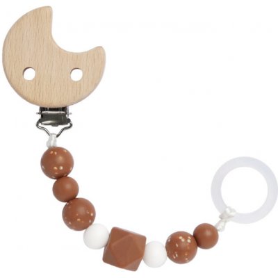 Lässig Babies Soother Holder Wood/Silicone Little Universe moon rust