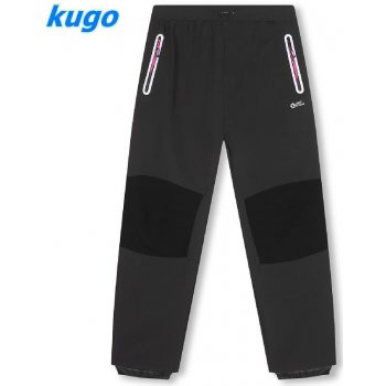 Kugo HK2522 Softshellové kalhoty zateplené tm. šedé / růžový zip