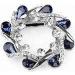 Spona / průvlek / klip s broušenými kamínky Varianta: crystal modrá tmavá, Balení: 1 ks – Zboží Dáma