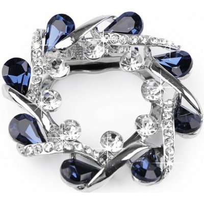 Spona / průvlek / klip s broušenými kamínky Varianta: crystal modrá tmavá, Balení: 1 ks – Zboží Dáma
