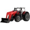 Auta, bagry, technika Bburago Traktor s nakladačem Fendt/New Holland/Massey Ferguson červený