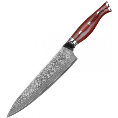 KnifeBoss kuchařský damaškový nůž Chef 8" Black & Red VG 10