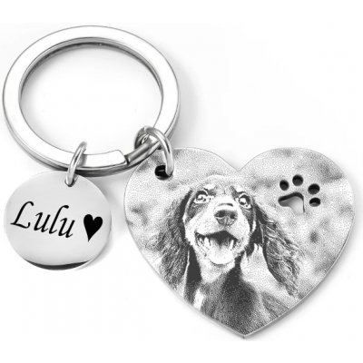 Přívěsek na klíče Ocelový Srdce s psí tlapičkou Deluxe AE 1111366 – Zboží Dáma