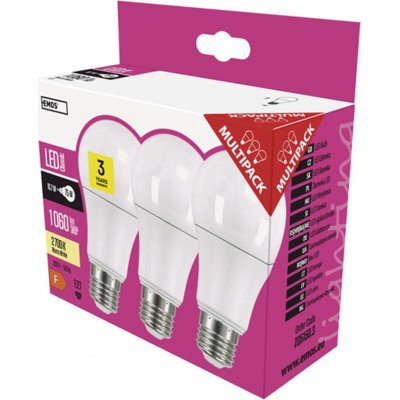 Emos LED žárovka CLASSIC A60 10,5W75W 1060lm E27 teplá bílá 3PC – Hledejceny.cz