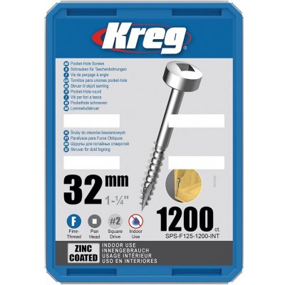 Kreg Zinc Pan-Head Šrouby pro skryté spoje 32 mm jemný závit 1200 ks – Hledejceny.cz