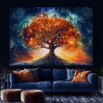 Obraz na plátně - Zářící strom života s vesmírem FeelHappy.cz Velikost obrazu (šířka x výška): 40 x 30 cm – Hledejceny.cz