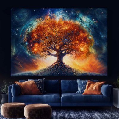Obraz na plátně - Zářící strom života s vesmírem FeelHappy.cz Velikost obrazu (šířka x výška): 40 x 30 cm – Hledejceny.cz
