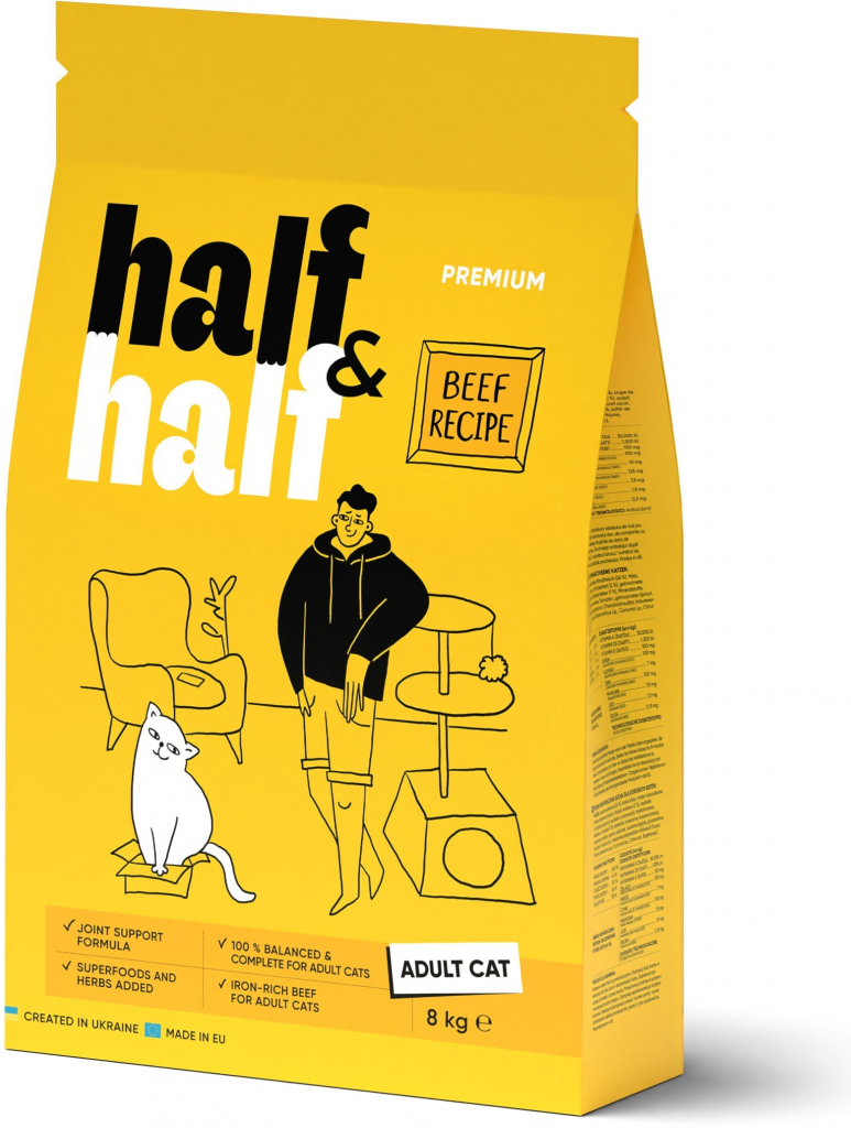 Half&Half Cat Adult hovězí 8 kg