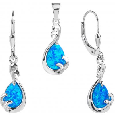 Bealio stříbrná souprava SLZA modrý OPÁL 03-12524-3334 – Sleviste.cz