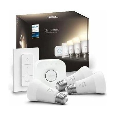 Philips Hue White žárovka LED E27 A60 9.5W 3ks + bridge 1100lm 2700K IP20 ovladač SKL000388889 – Hledejceny.cz