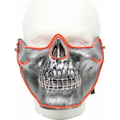 Maska na obličej svítící Skull LED červená lebka.