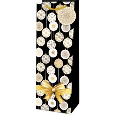 Taška dárková na láhev Vánoční ozdoby a mašle 36 x 12,6 x 8,9 cm – Zboží Mobilmania