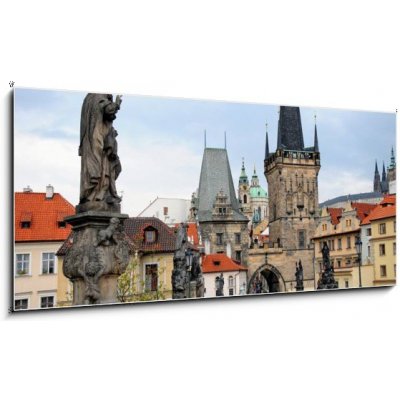 Obraz 1D panorama - 120 x 50 cm - walk over the Charles Bridge in Prague, Czech Republic procházka po Karlově mostě v Praze, Česká republika