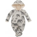 BABY SERVICE Zateplená kojenecká kombinéza s kapucí Sloni růžová – Zboží Dáma