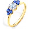 Prsteny Savicky zásnubní prsten Fairytale žluté zlato bílý safír modré safíry PI Z FAIR69
