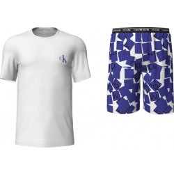 Calvin Klein 000NM2128E 6OF pánské pyžamo krátké bílo modré