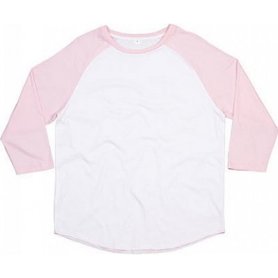 Mantis baseballové tričko Superstar s kontrastními 3/4 rukávy Pure White-Soft Pink P88