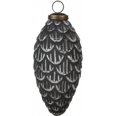 Clayre & Eef Set 4ks šedo-stříbrná skleněná vánoční ozdoba šiška - 8*15 cm – Hledejceny.cz