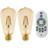 Žárovka Eglo Set 2x chytrá žárovka LM-ZIG, E27, ST64, 4,9W, 2200K, teplá bílá, dálkové ovládání, jantarová