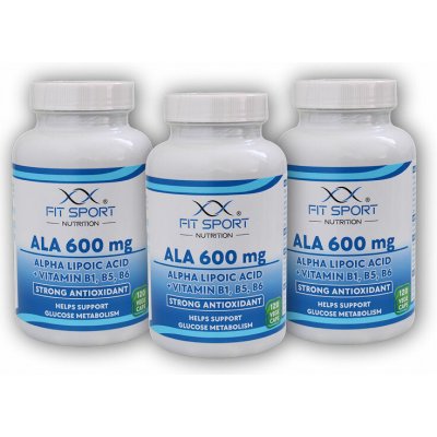 FitSport Nutrition 3x ALA 600 mg Alpha Lipoic Acid + Vitamin B1, B5, B6 120 vege kapslí – Hledejceny.cz